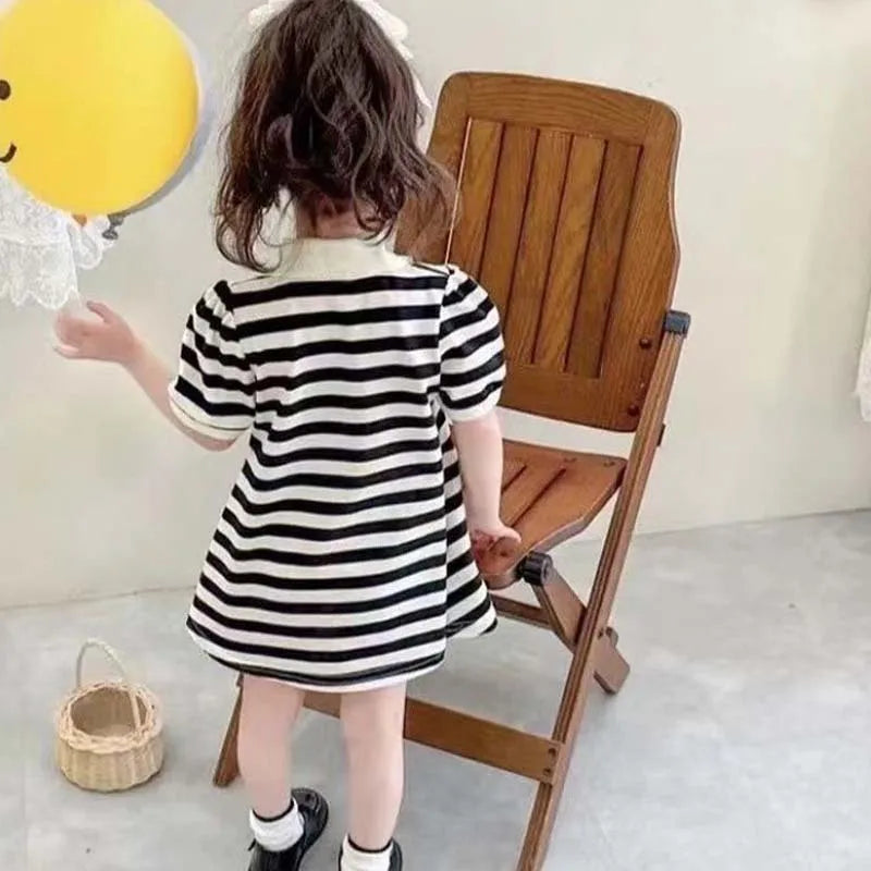 Polo Neck Dresses Striped Princess Dress