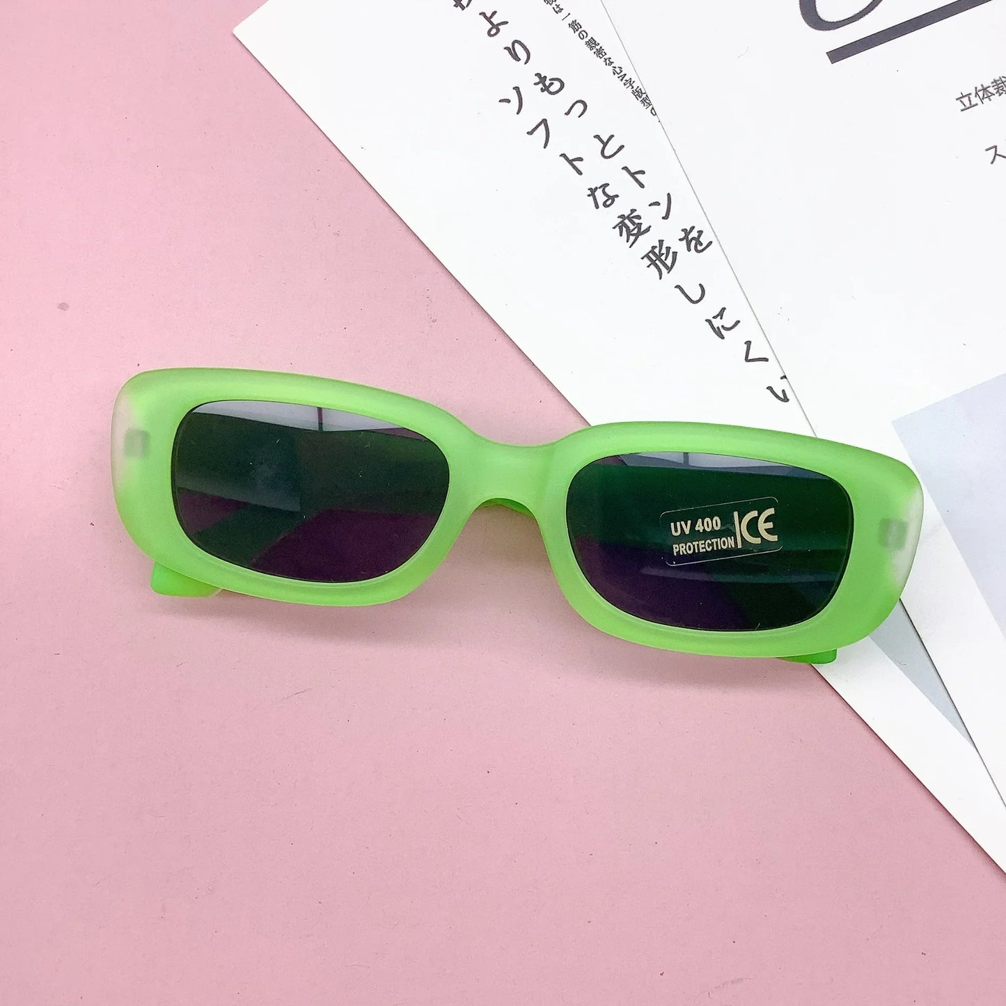 Children Cute Vintage Frosted Rectangle Sunglasses