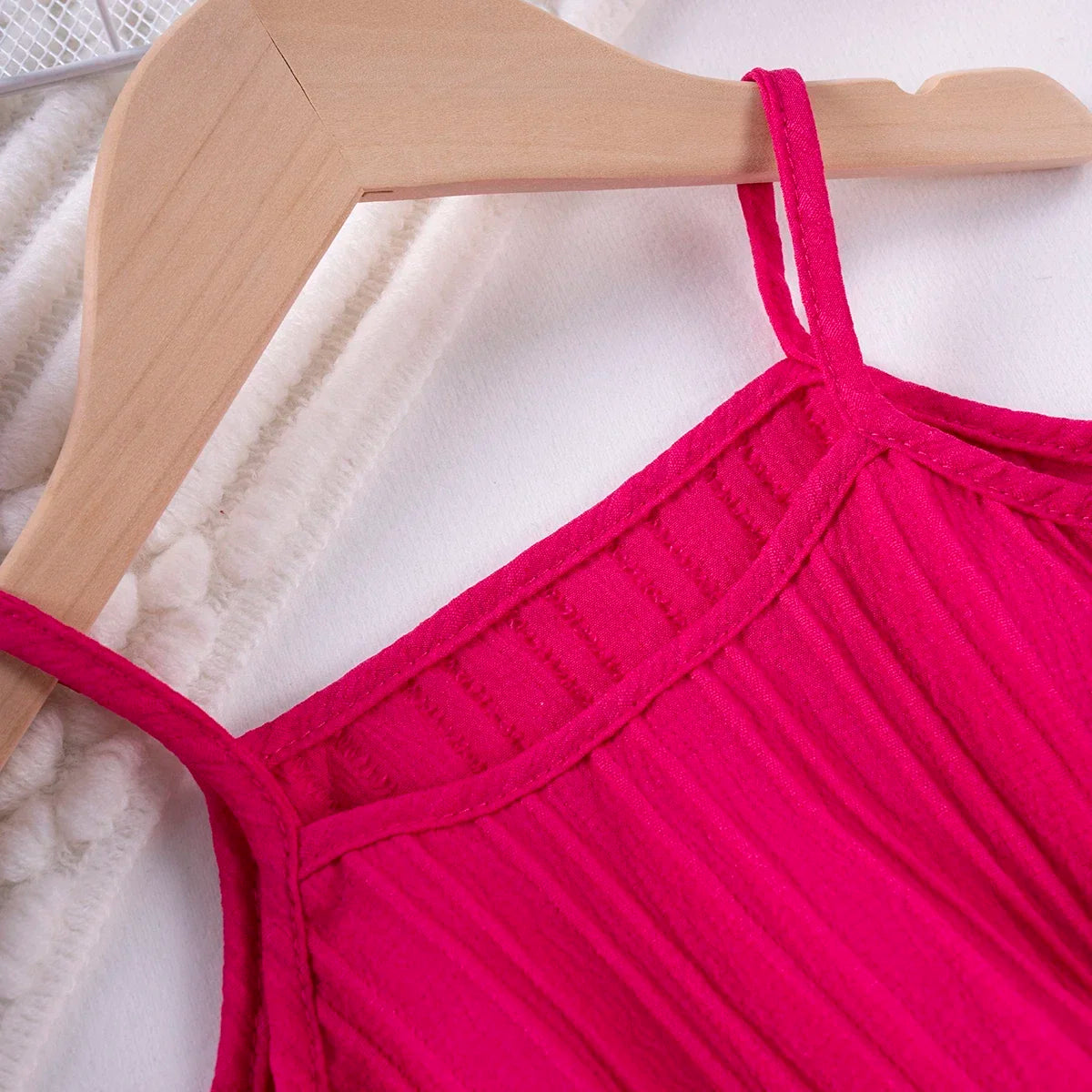 Toddler Suit Summer Solid Colour Girls Fashion Halter Ruffle Top + Wide Leg Trousers 2pcs Sweet Cute Elegant New 2024