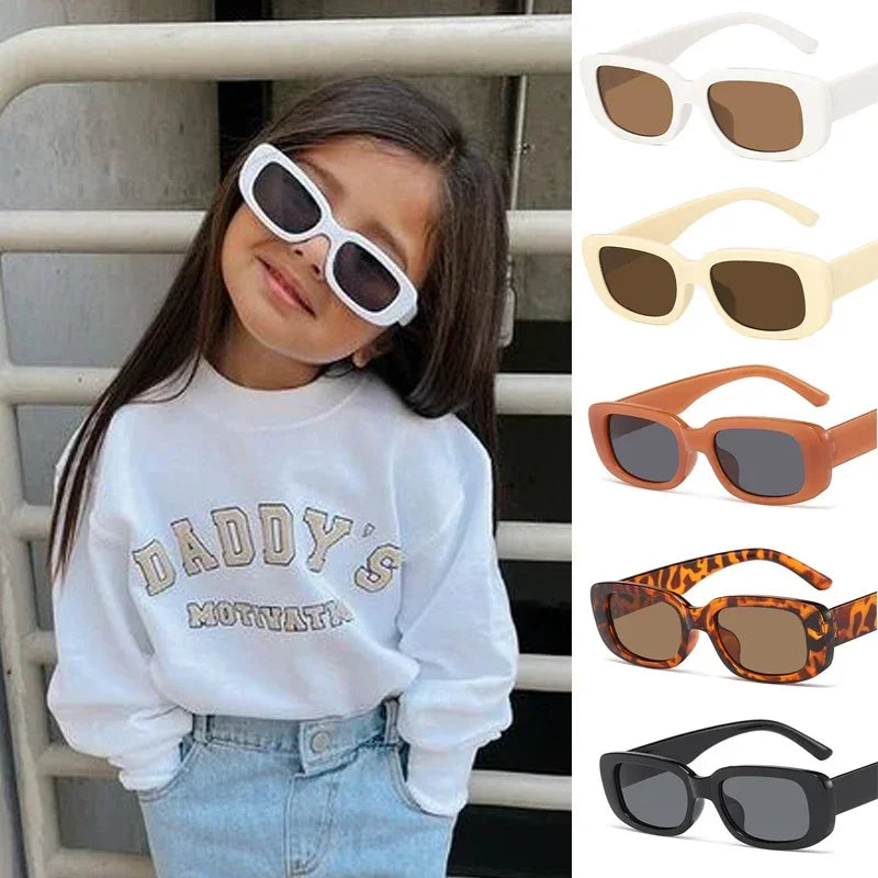 Children Cute Vintage Frosted Rectangle Sunglasses