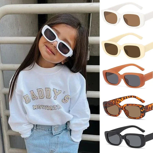 Children Cute Vintage Frosted Rectangle Sunglasses