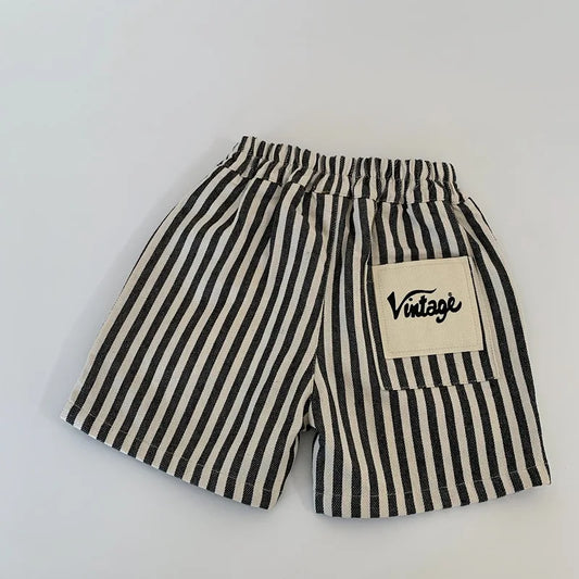 Boys Striped Loose Shorts