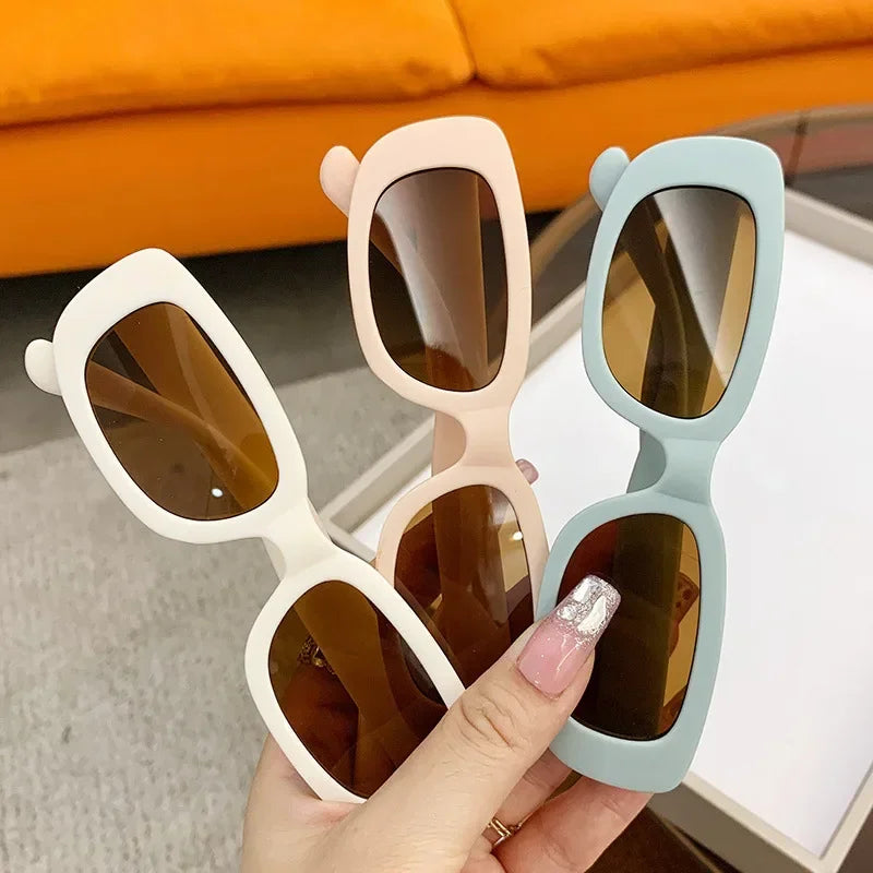 Children Cute Vintage Frosted Rectangle Sunglasses