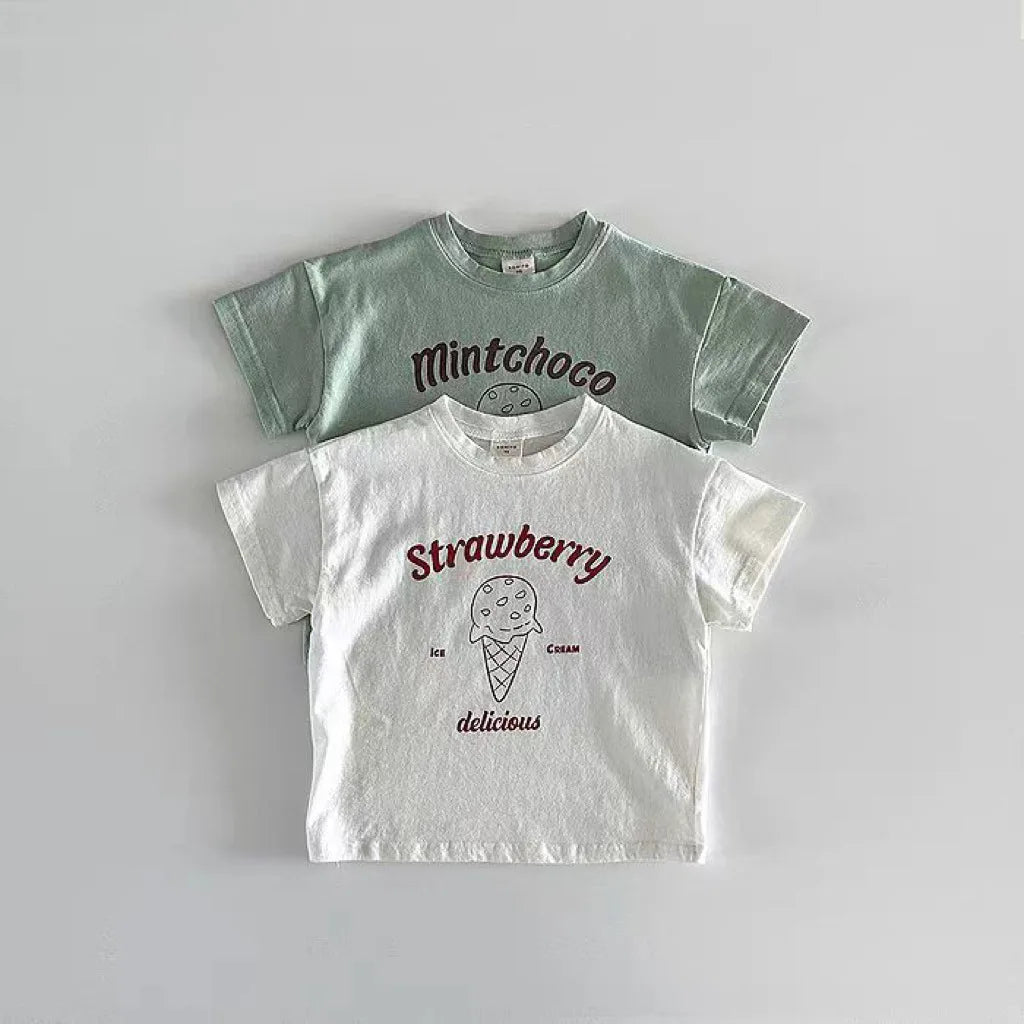 Ice Cream Print T Shirt Boy Infant Cotton Tee