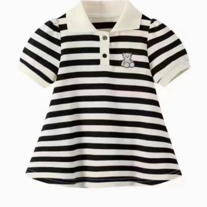 Polo Neck Dresses Striped Princess Dress