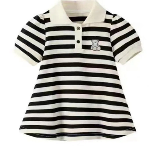 Polo Neck Dresses Striped Princess Dress