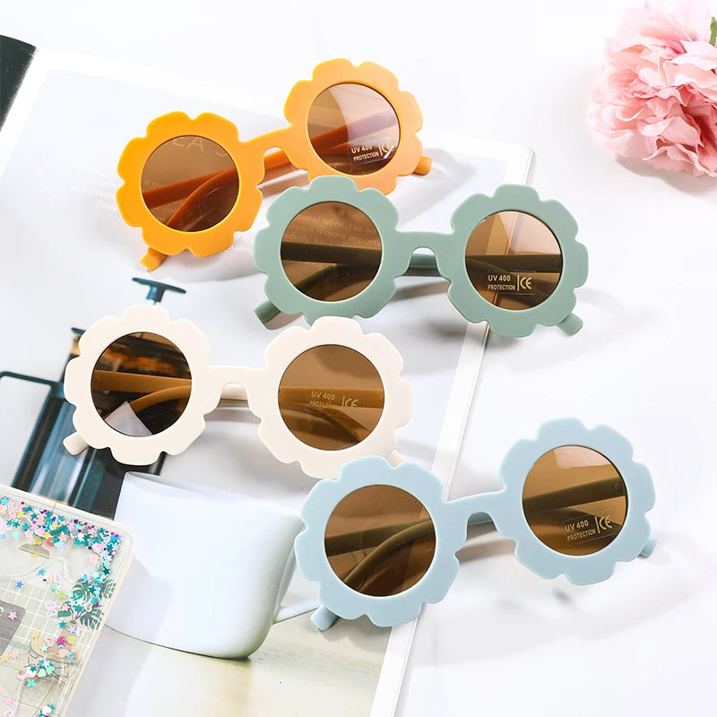 Sun Flower Round Cute Kids Sunglasses