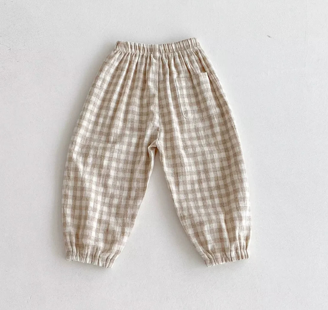 Vintage Linen Cotton Stripe Pants for Boys Casual