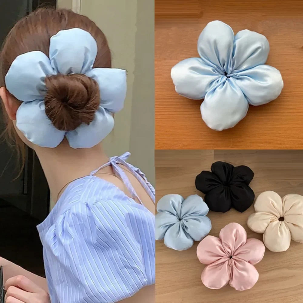 Sweet Big Bread Flower Scrunchies Large Hair Ties