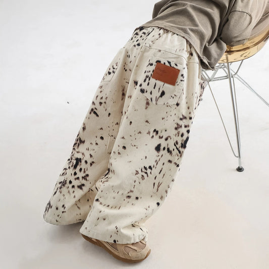 Leopard-print Casual Trousers Wide-leg Pants